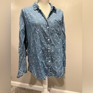 Rails denim polka dot button up shirt